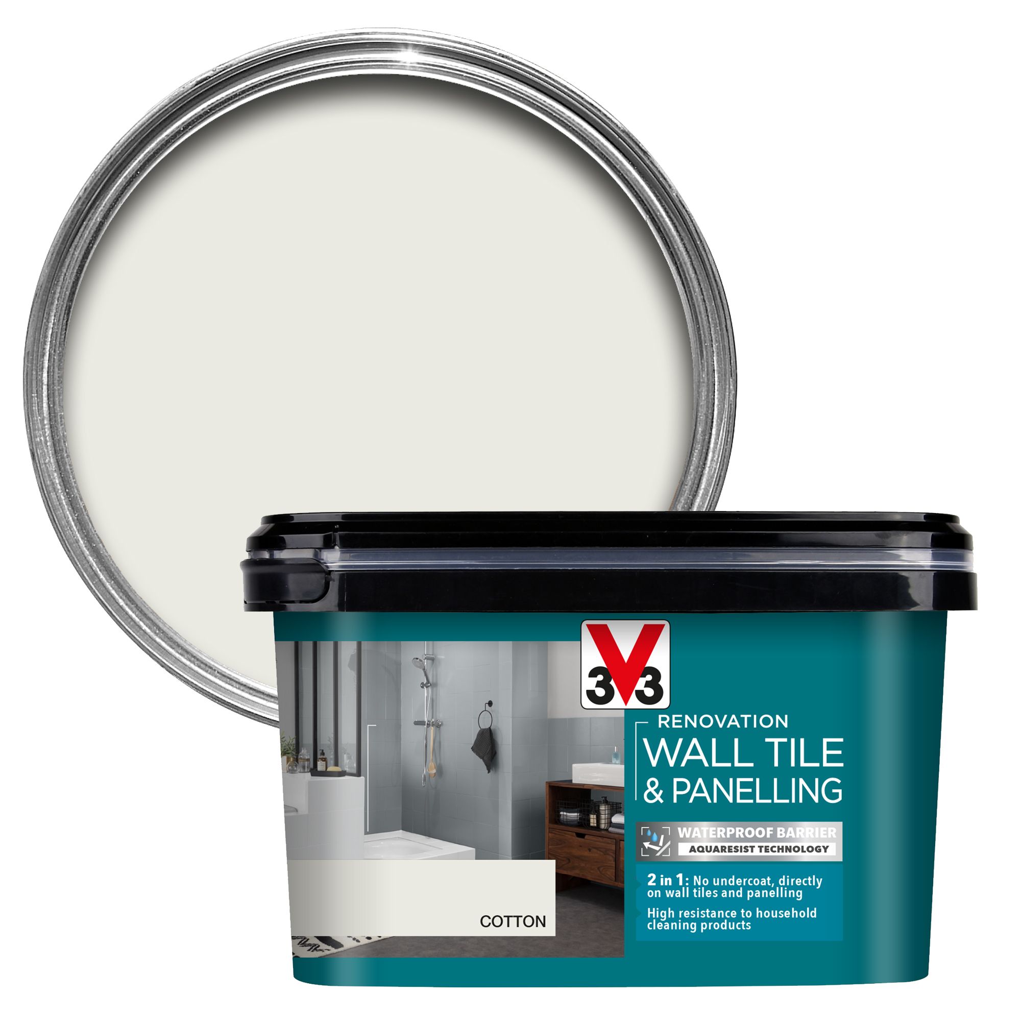 V33 Renovation Cotton Satinwood Wall tile & panelling paint, 2L