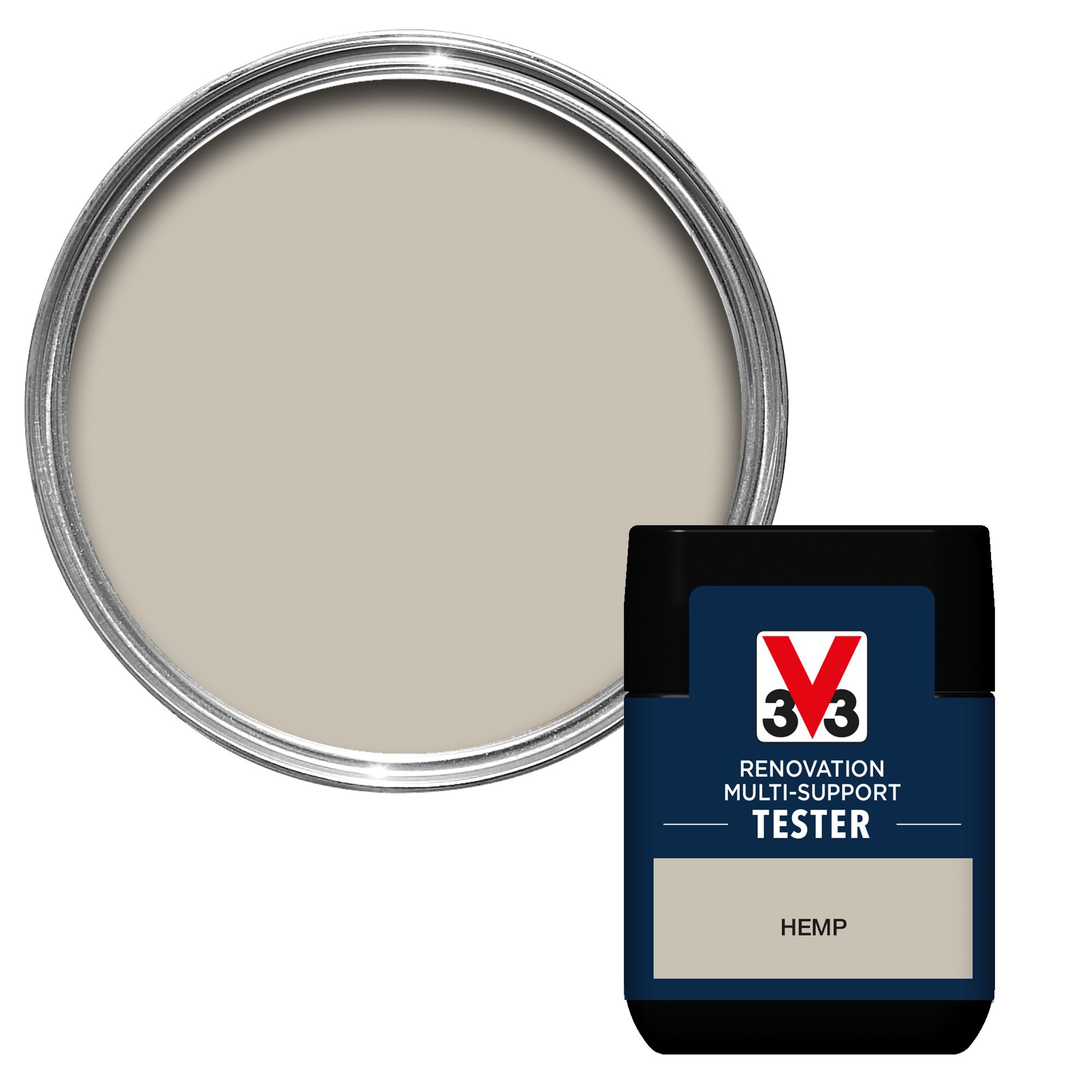 V33 Renovation Hemp Satin Multisurface paint, 50ml Tester pot DIY at B&Q