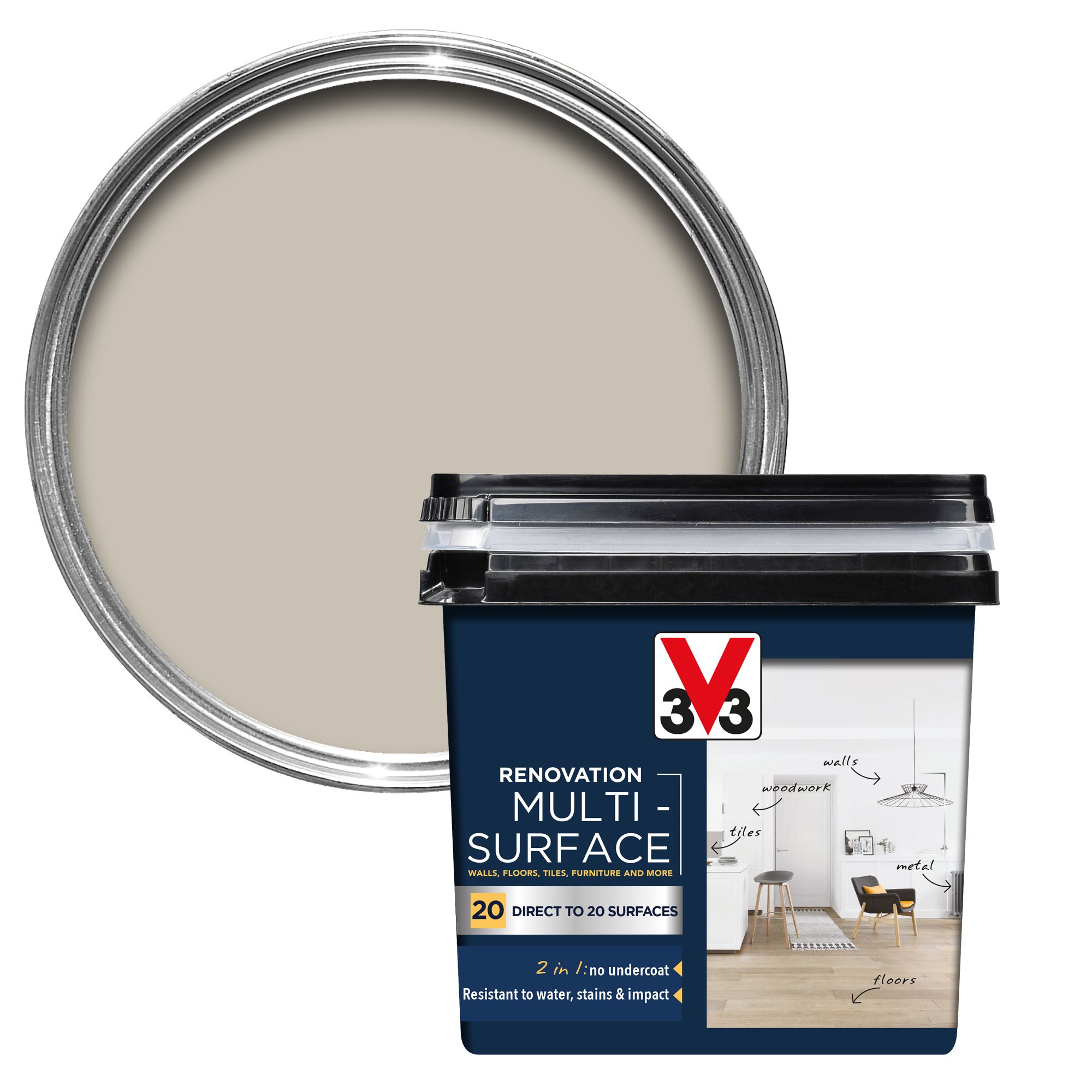 V33 Renovation Hemp Satinwood Multi-surface paint, 750ml