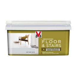 V33 Renovation Soft grey Satin Floor & stair paint, 2L