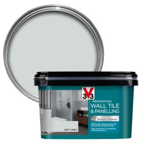 V33 Renovation Soft Grey Satinwood Wall tile & panelling paint, 2L