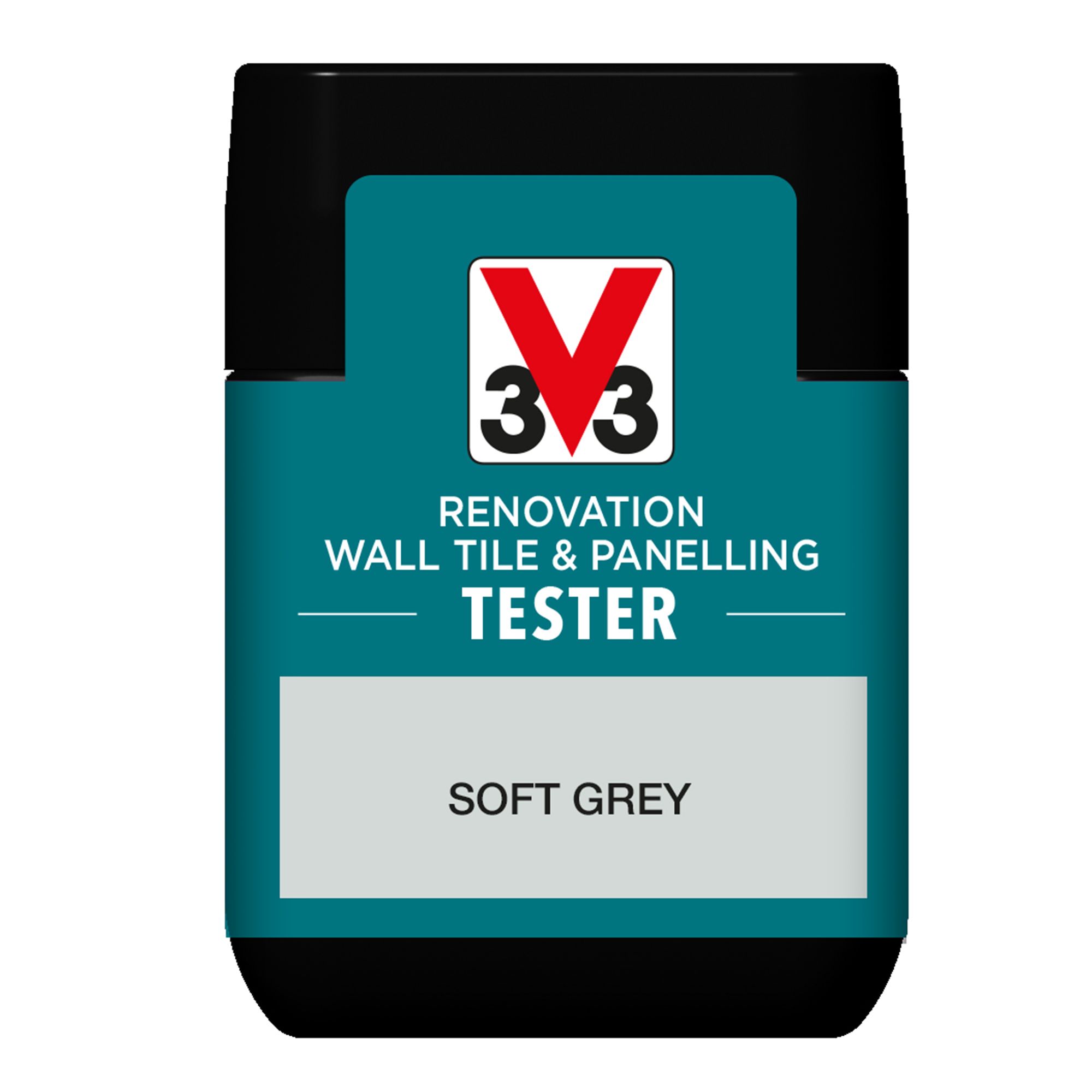 V33 Renovation Soft Grey Satinwood Wall tile & panelling paint, 75ml Tester pot