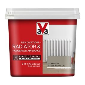 V33 Renovation Stainless steel Metallic effect Radiator & appliance paint, 750ml