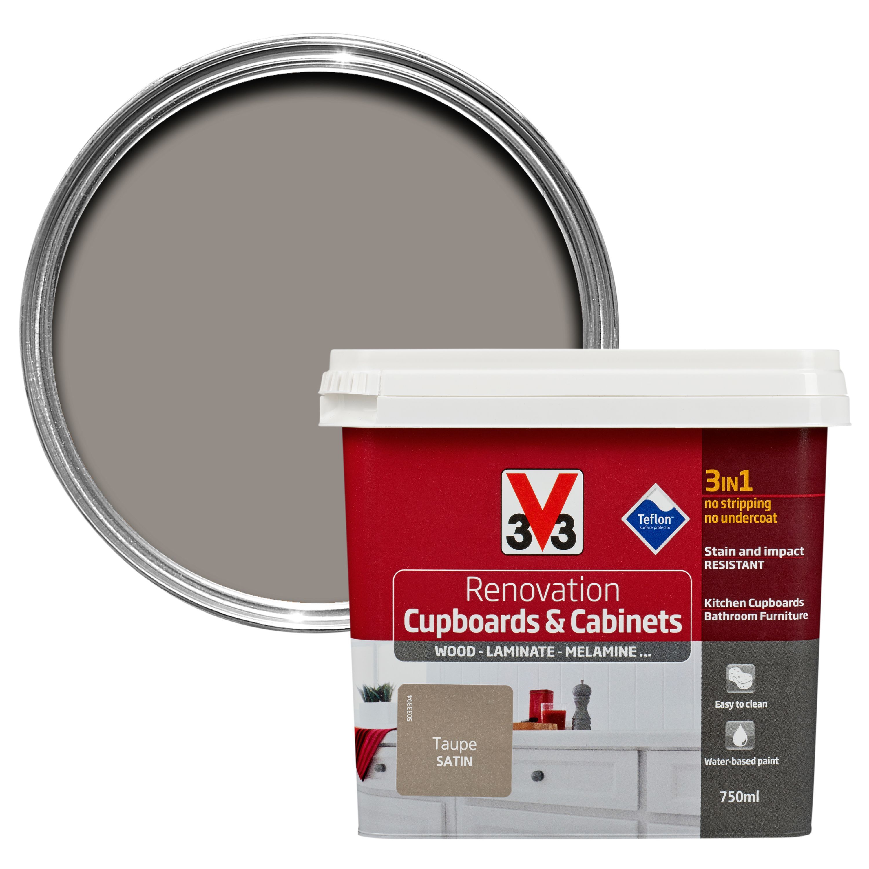 V33 Renovation Taupe Satin Kitchen cupboard & paint 750 ml