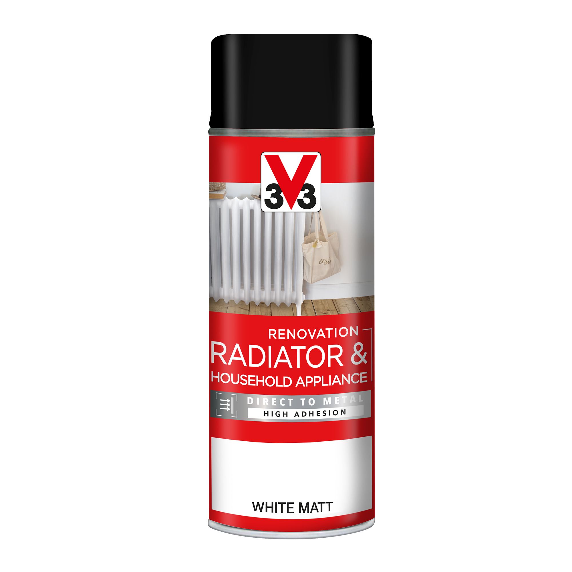V33 Renovation White Matt Radiator & appliance paint, 400ml Spray can