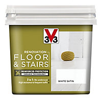 V33 Renovation White Satin Floor & stair paint, 750ml