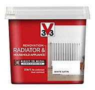 V33 Renovation White Satin Radiator & appliance paint, 750ml