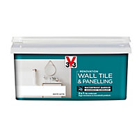 V33 Renovation White Satinwood Wall tile & panelling paint, 2L
