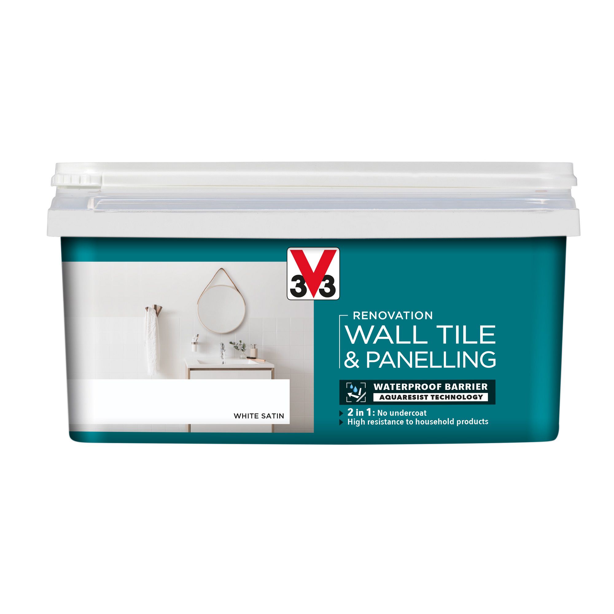 V33 Renovation White Satinwood Wall tile & panelling paint, 2L | DIY at B&Q
