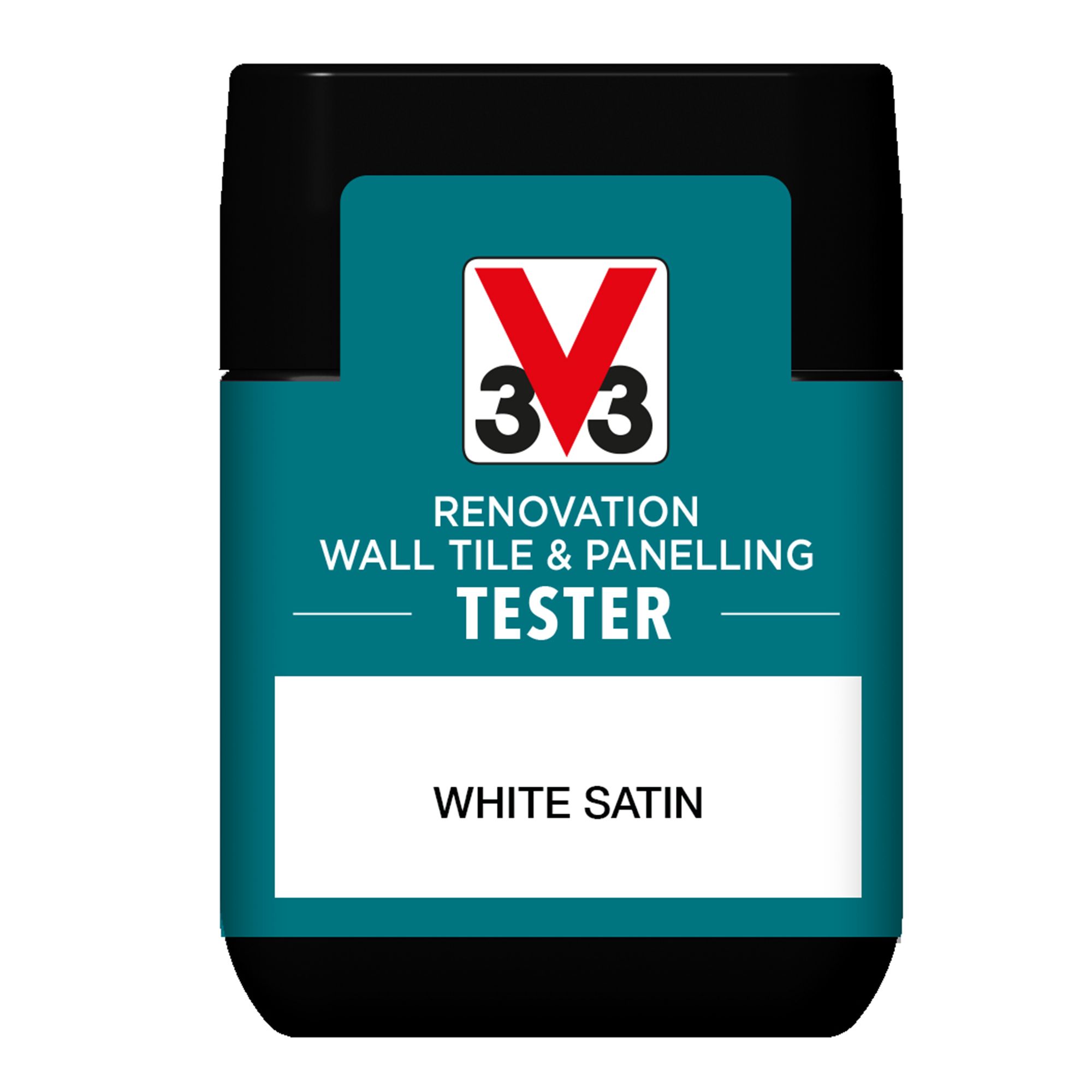 V33 Renovation White Satinwood Wall tile & panelling paint, 75ml Tester pot