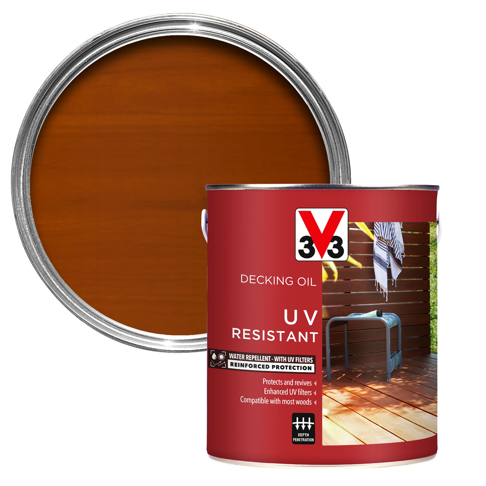 V33 Teak UV resistant Decking Wood oil, 5L