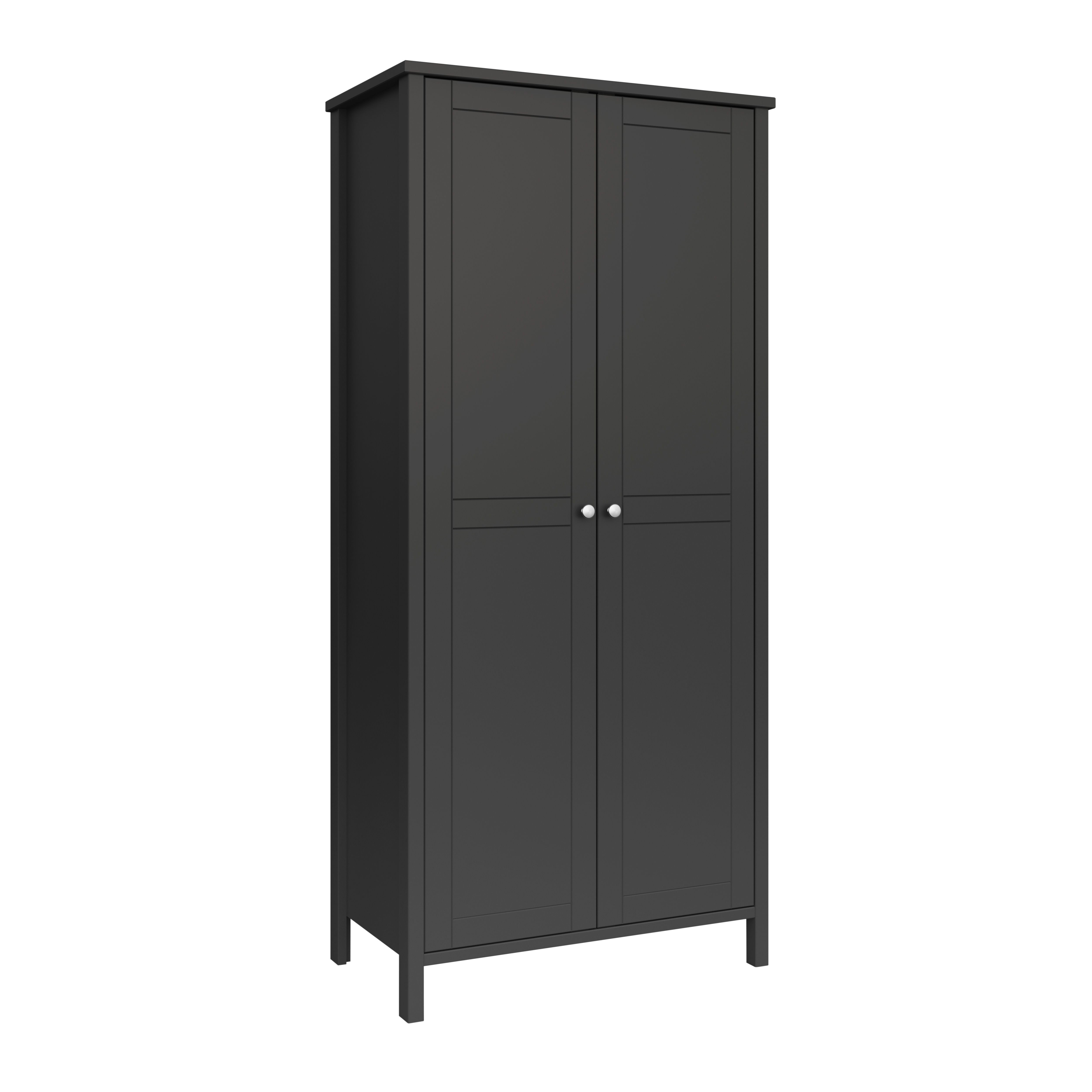 Valenca Classic Satin black Double Wardrobe (H)1950mm (W)890mm (D)496mm