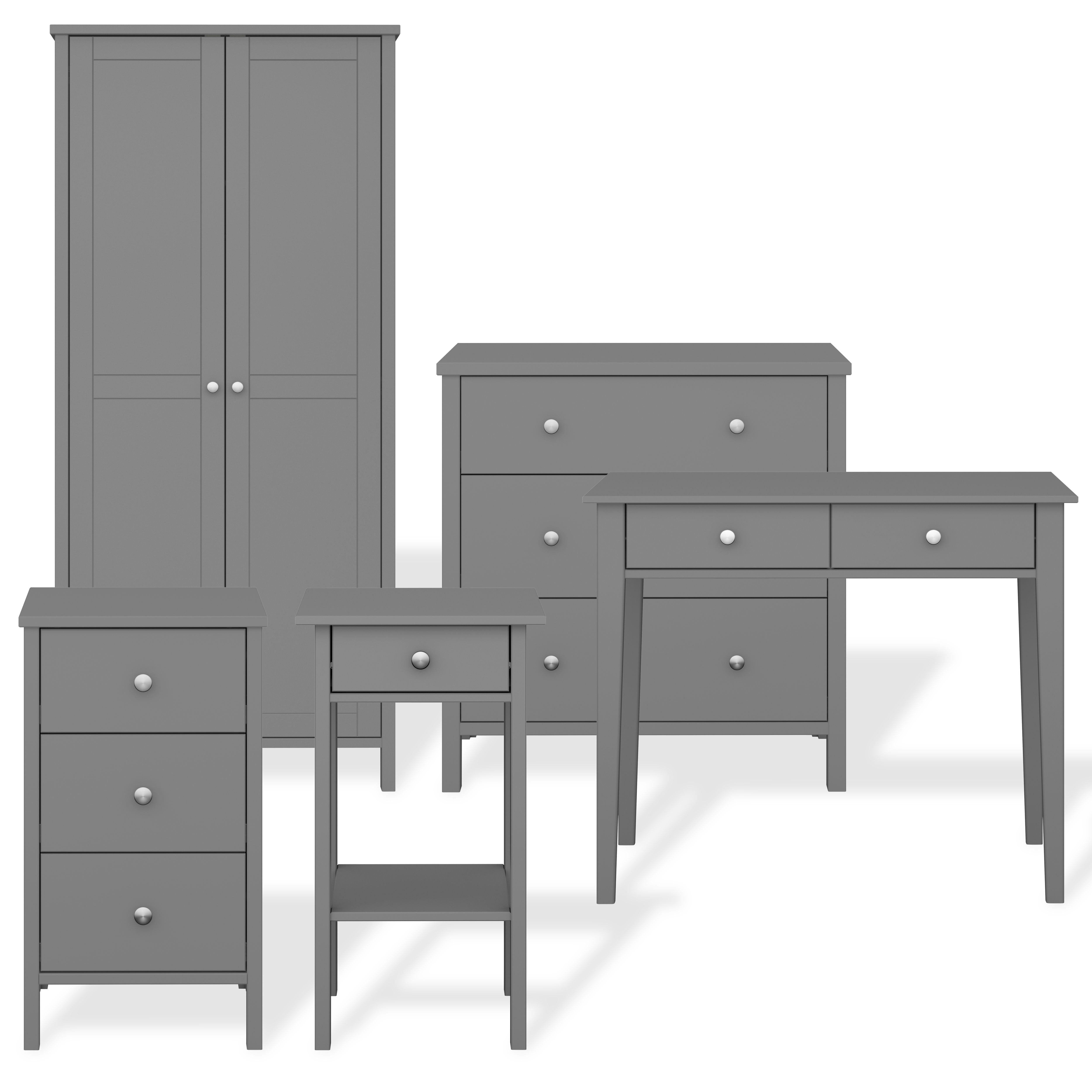 Valenca Classic Satin grey Double Wardrobe (H)1950mm (W)890mm (D)496mm