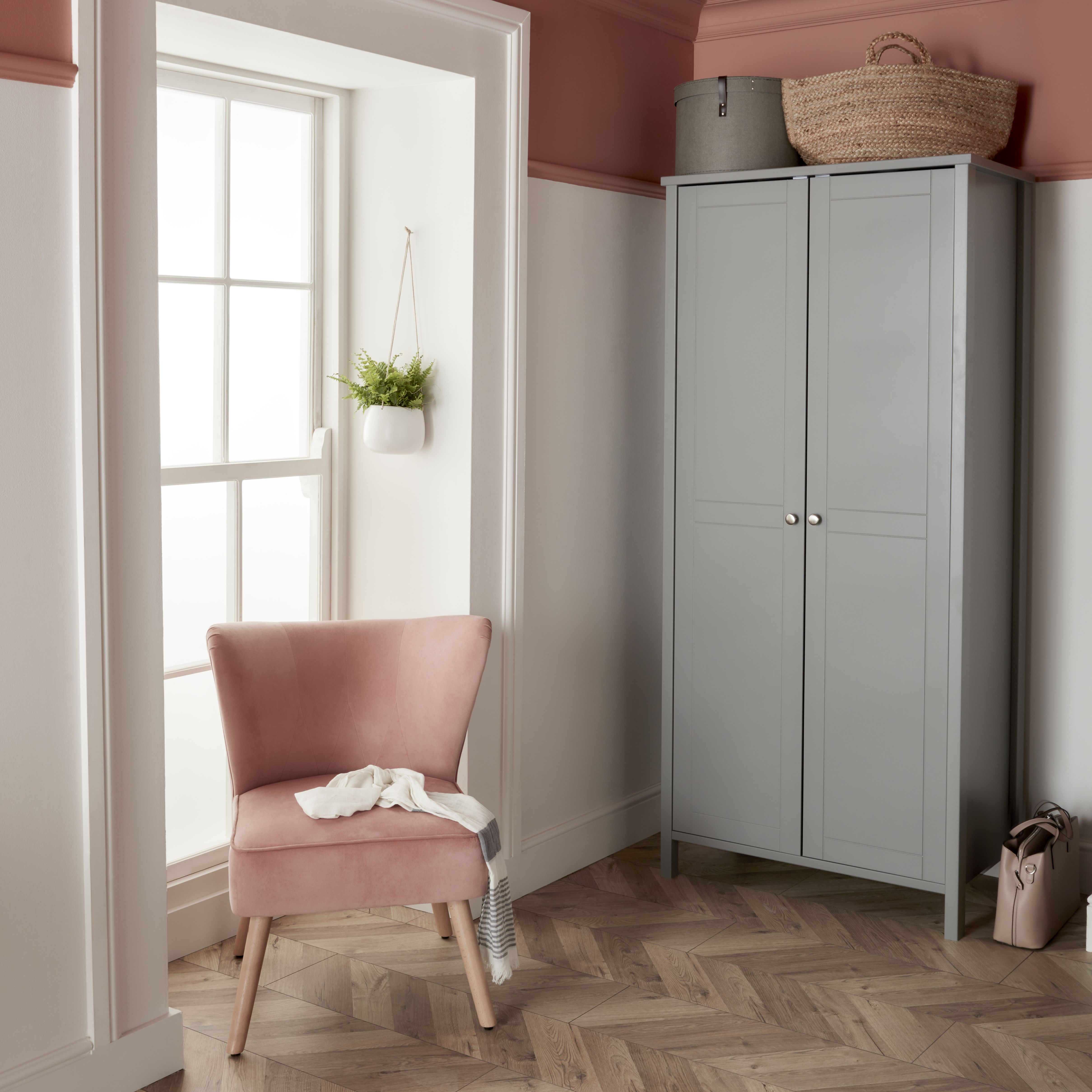 Valenca Classic Satin grey Double Wardrobe (H)1950mm (W)890mm (D)496mm