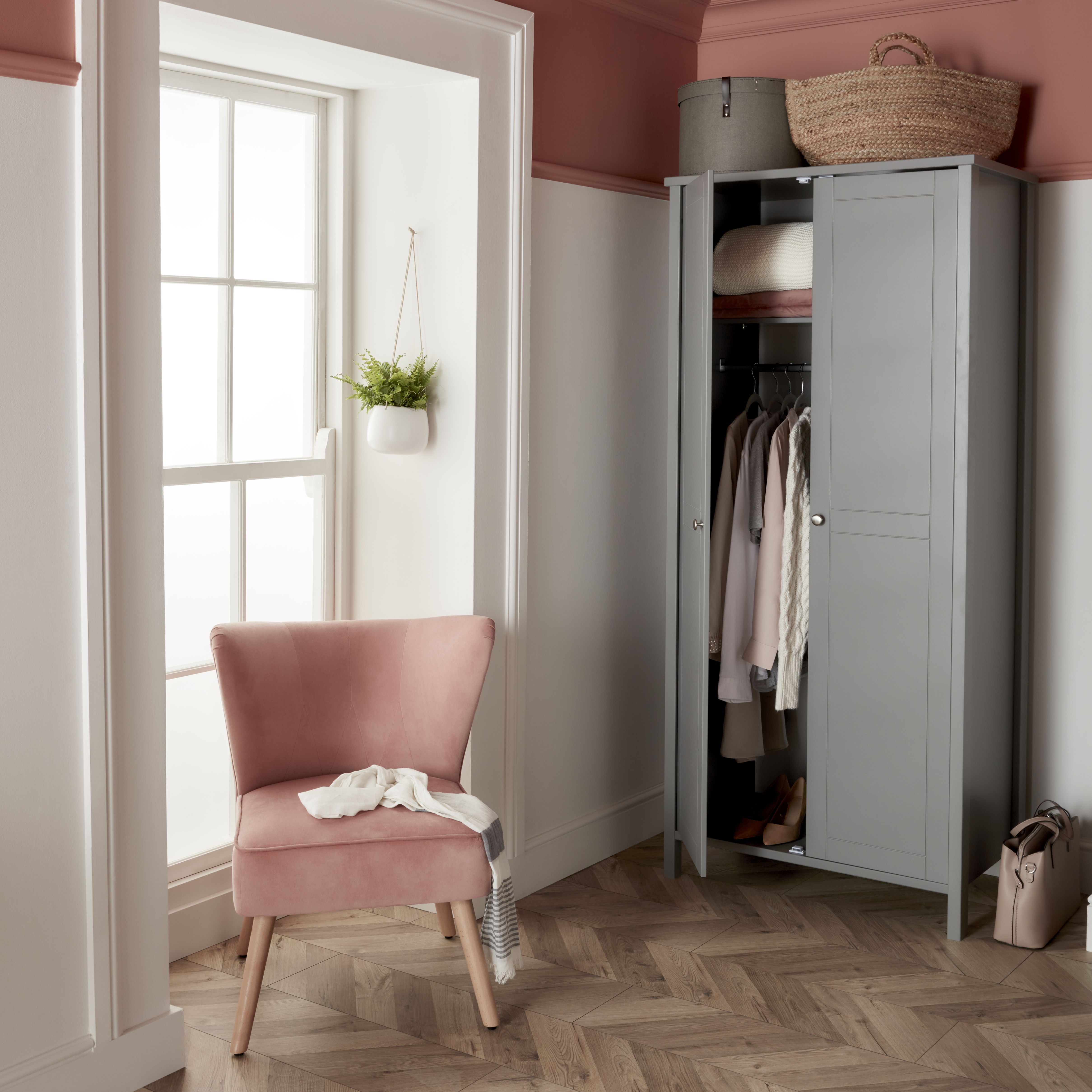 Valenca Classic Satin grey Double Wardrobe (H)1950mm (W)890mm (D)496mm