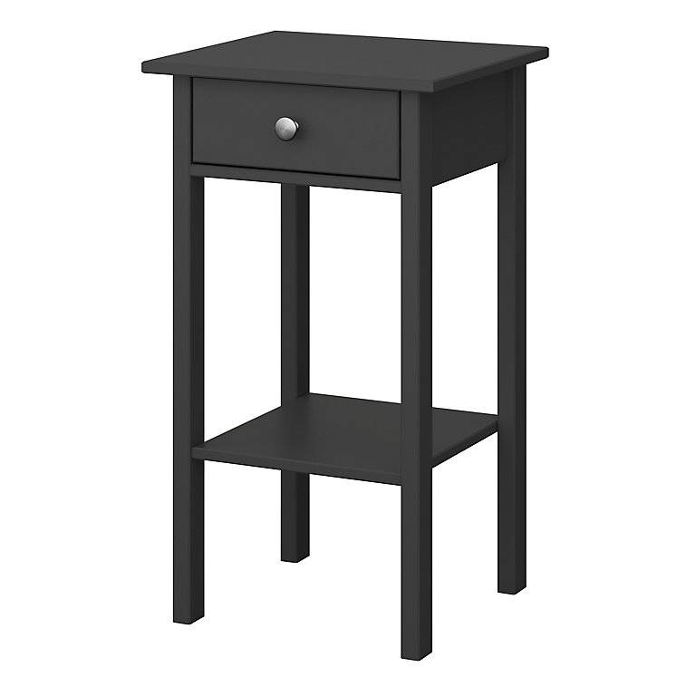 Valenca Satin black 1 Drawer Bedside table (H)700mm (W)400mm (D)354mm | DIY at B&Q