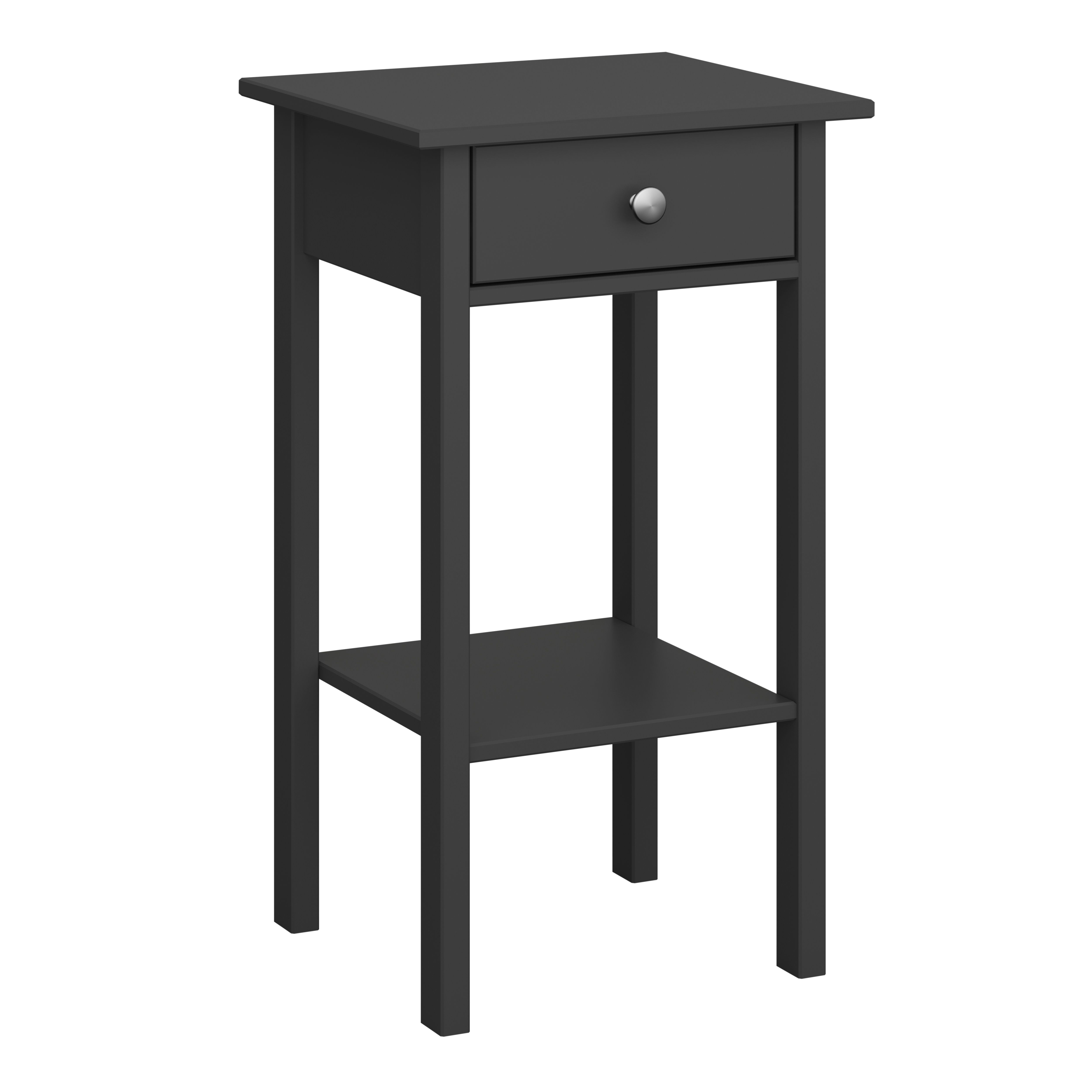 White bedside table with deals black handles