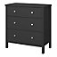 Valenca Satin black 3 Drawer Wide Chest of drawers (H)840mm (W)800mm (D)410mm