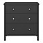 Valenca Satin black MDF 3 Drawer Wide Chest of drawers (H)840mm (W)800mm (D)410mm