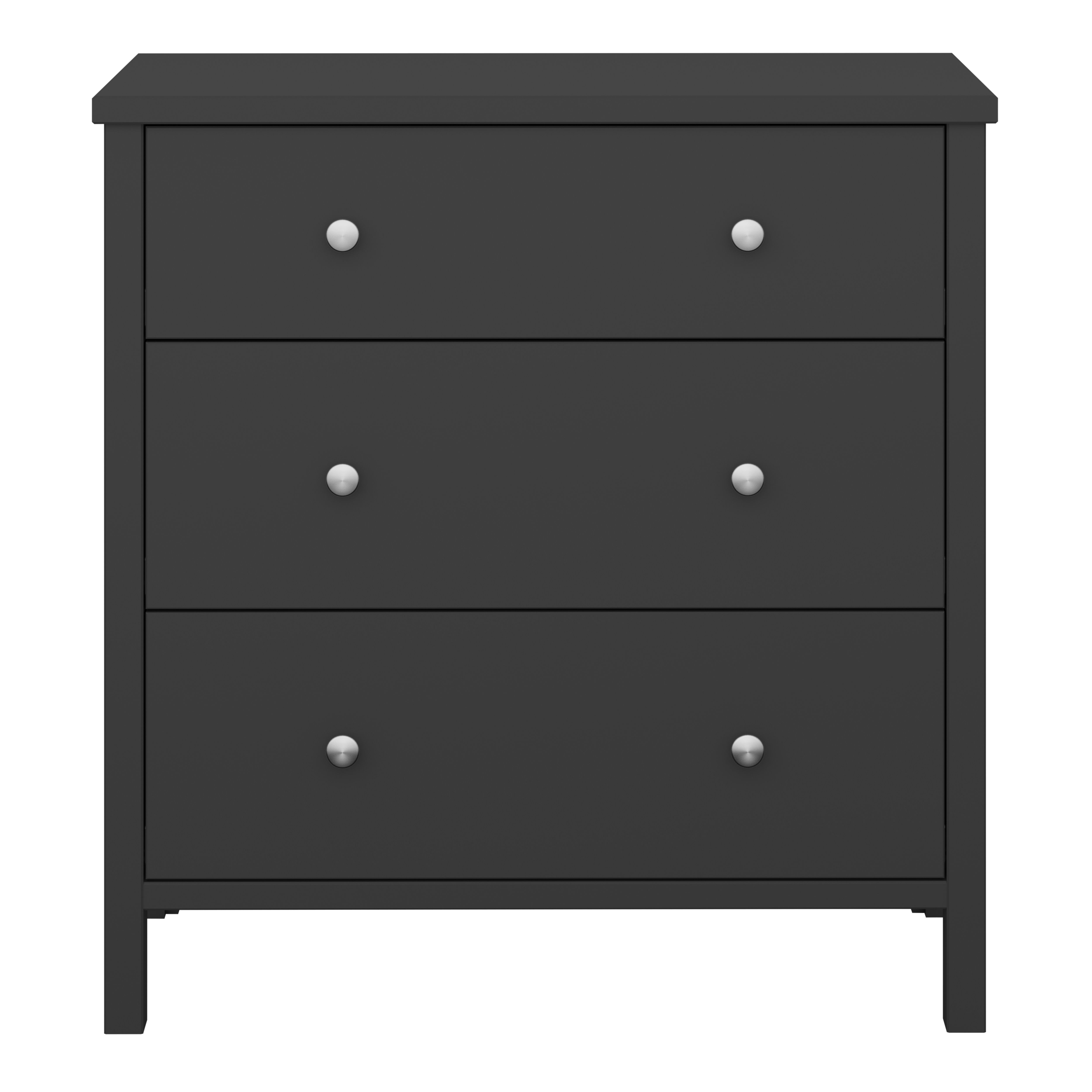 Valenca Satin black MDF 3 Drawer Wide Chest of drawers (H)840mm (W)800mm (D)410mm