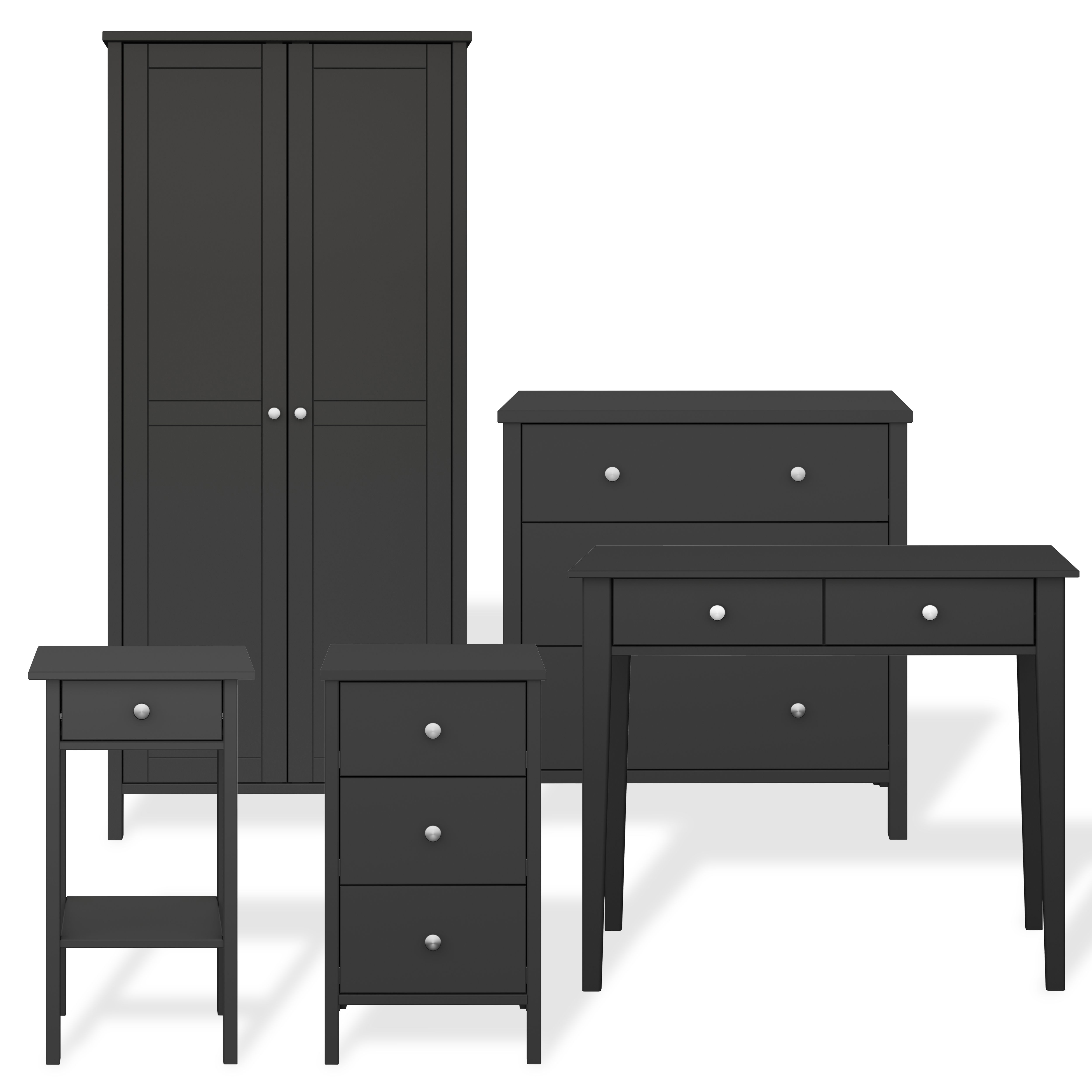Valenca Satin black MDF 3 Drawer Wide Chest of drawers (H)840mm (W)800mm (D)410mm