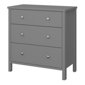 Valenca Satin grey MDF 3 Drawer Wide Chest of drawers (H)840mm (W)800mm (D)410mm