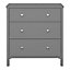 Valenca Satin grey MDF 3 Drawer Wide Chest of drawers (H)840mm (W)800mm (D)410mm