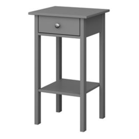 Valenca Satin grey Painted 1 Drawer Non extendable Bedside table (H)700mm (W)400mm (D)354mm