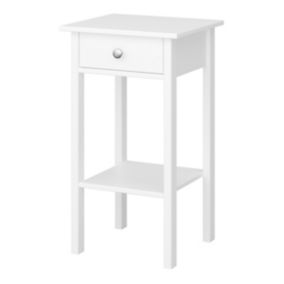 Valenca Satin white Painted 1 Drawer Non extendable Bedside table (H)700mm (W)400mm (D)354mm