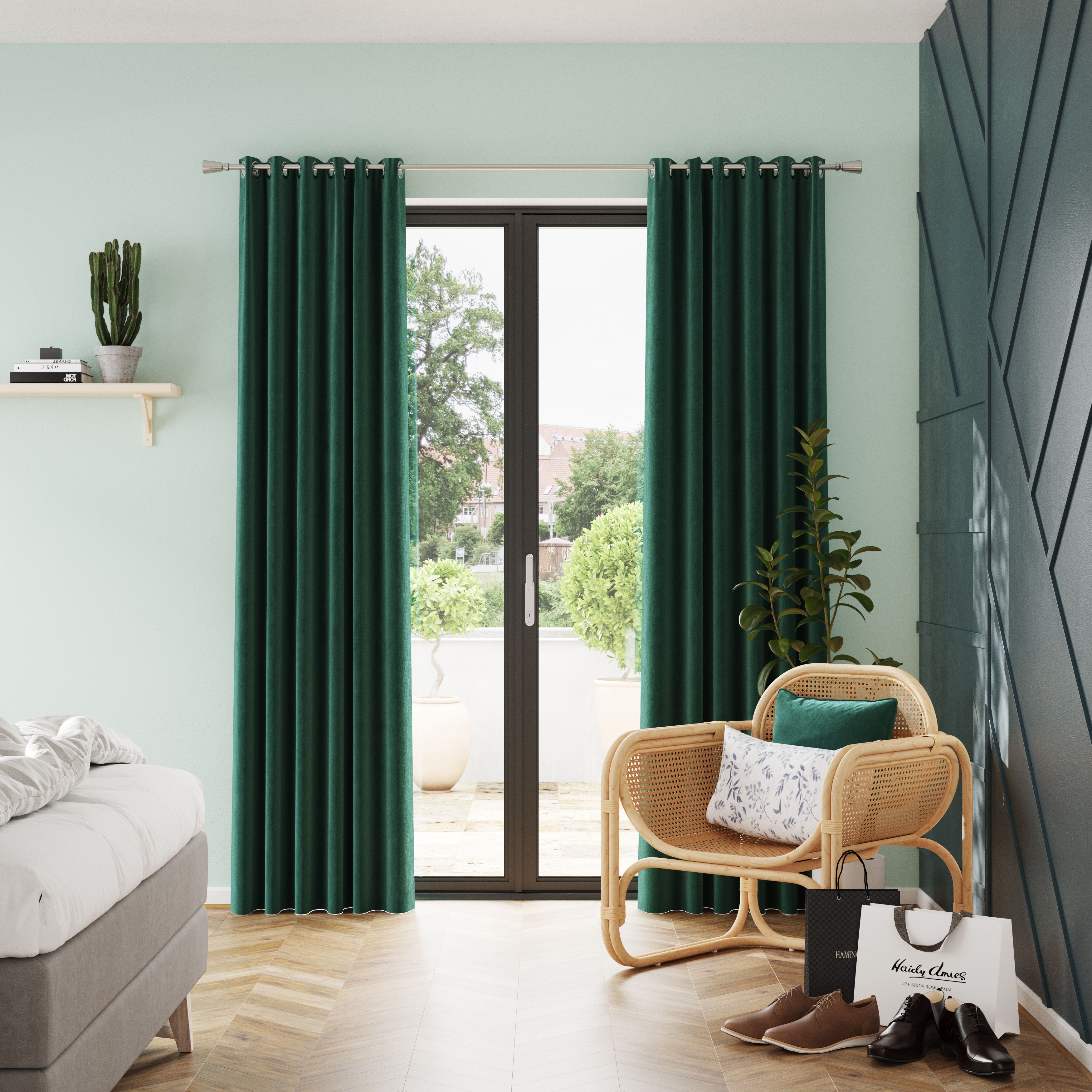 Bagaille VELOURS CURTAIN ★ GREEN Bagaille VELOURS CURTAIN ☆ GREEN Valgreta Dark green Velvet