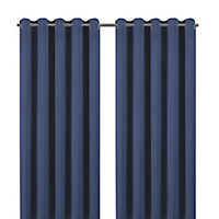 Valgreta Deep navy Velvet Lined Eyelet Curtain (W)167cm (L)183cm, Pair