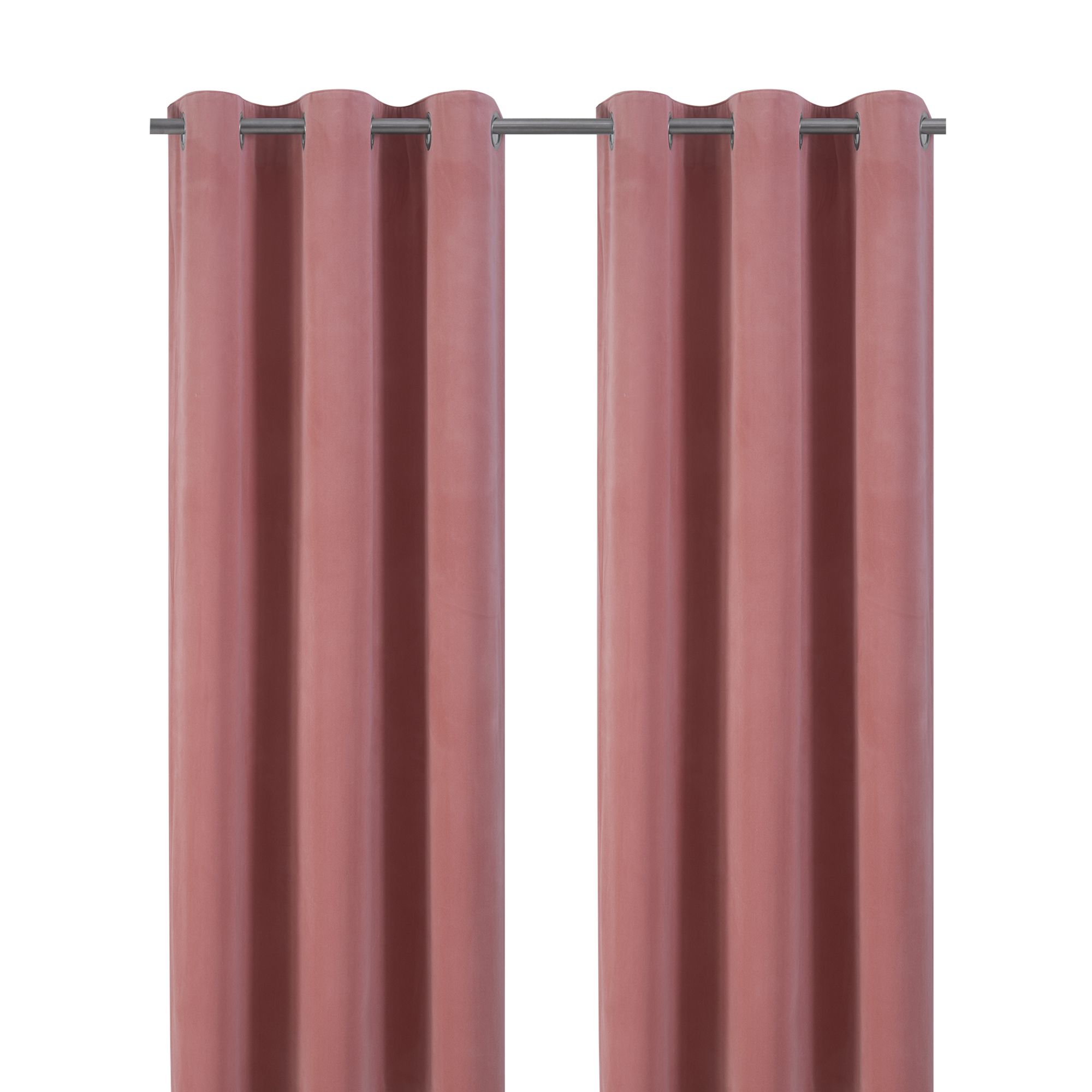 Valgreta Pink Velvet Lined Eyelet Curtain (W)117cm (L)137cm, Pair