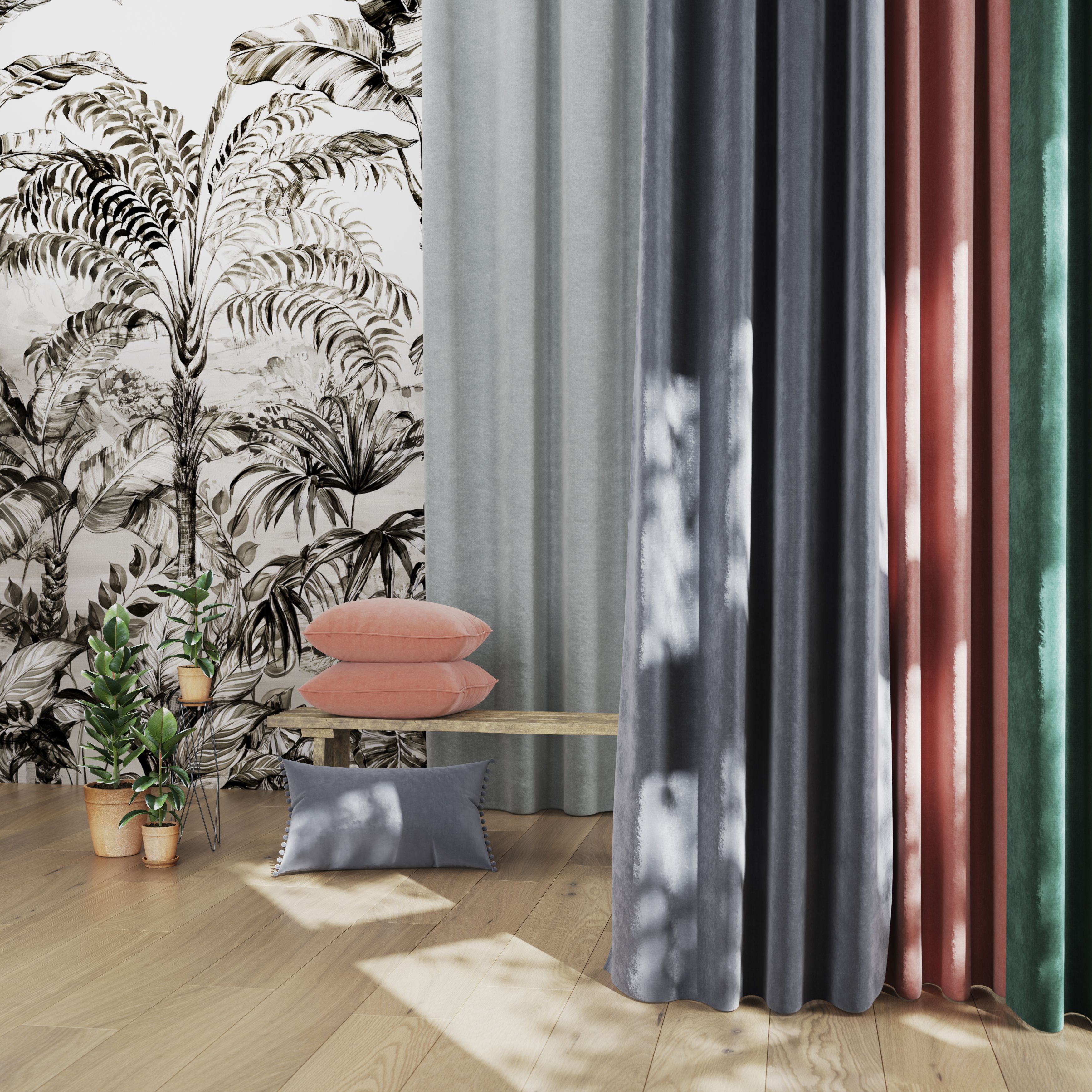 Valgreta Pink Velvet Lined Eyelet Curtain (W)22.8cm (L)22.8cm, Pair