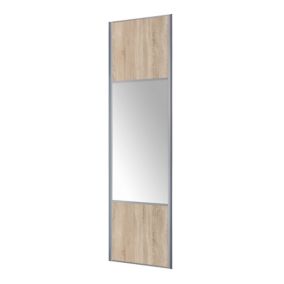 Valla Natural oak effect Mirrored Sliding Wardrobe Door (H)2260mm (W)922mm