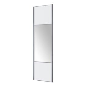 Valla Panelled White Mirrored Sliding Wardrobe Door (H)2260mm (W)772mm
