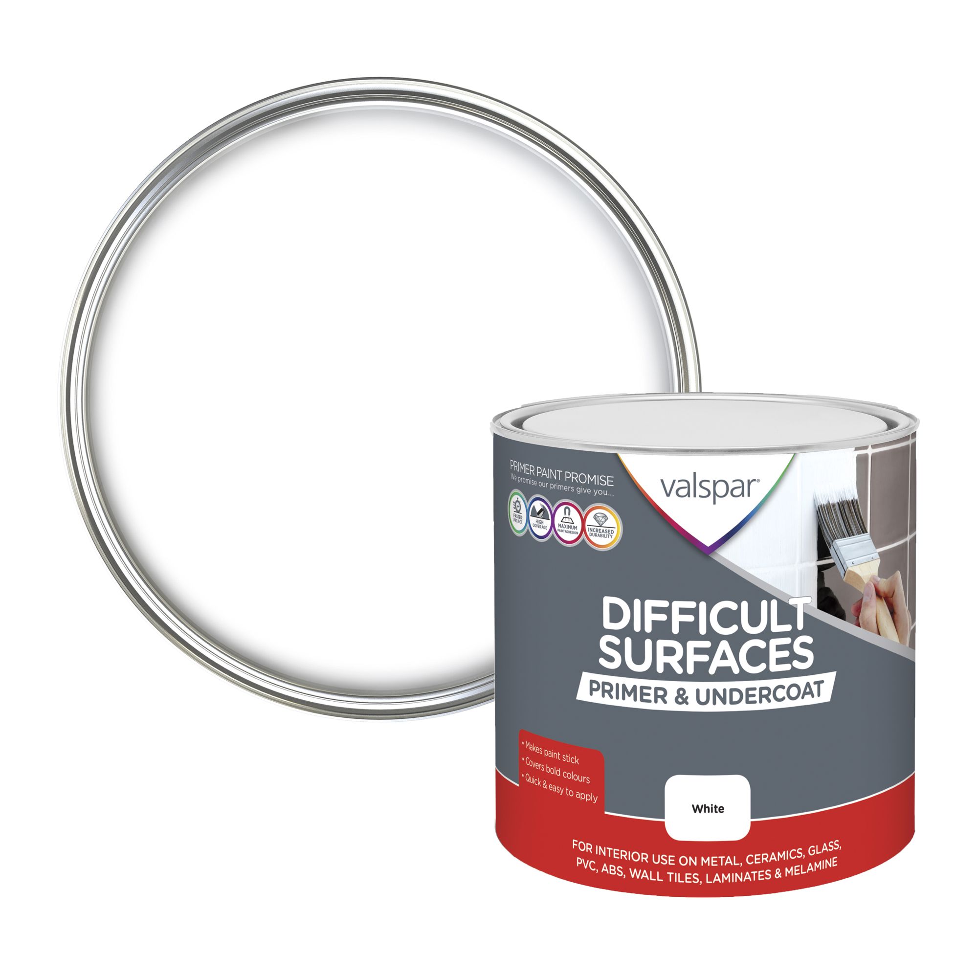 Valspar Difficult Surfaces White Multi-surface Primer & undercoat, 2.5L