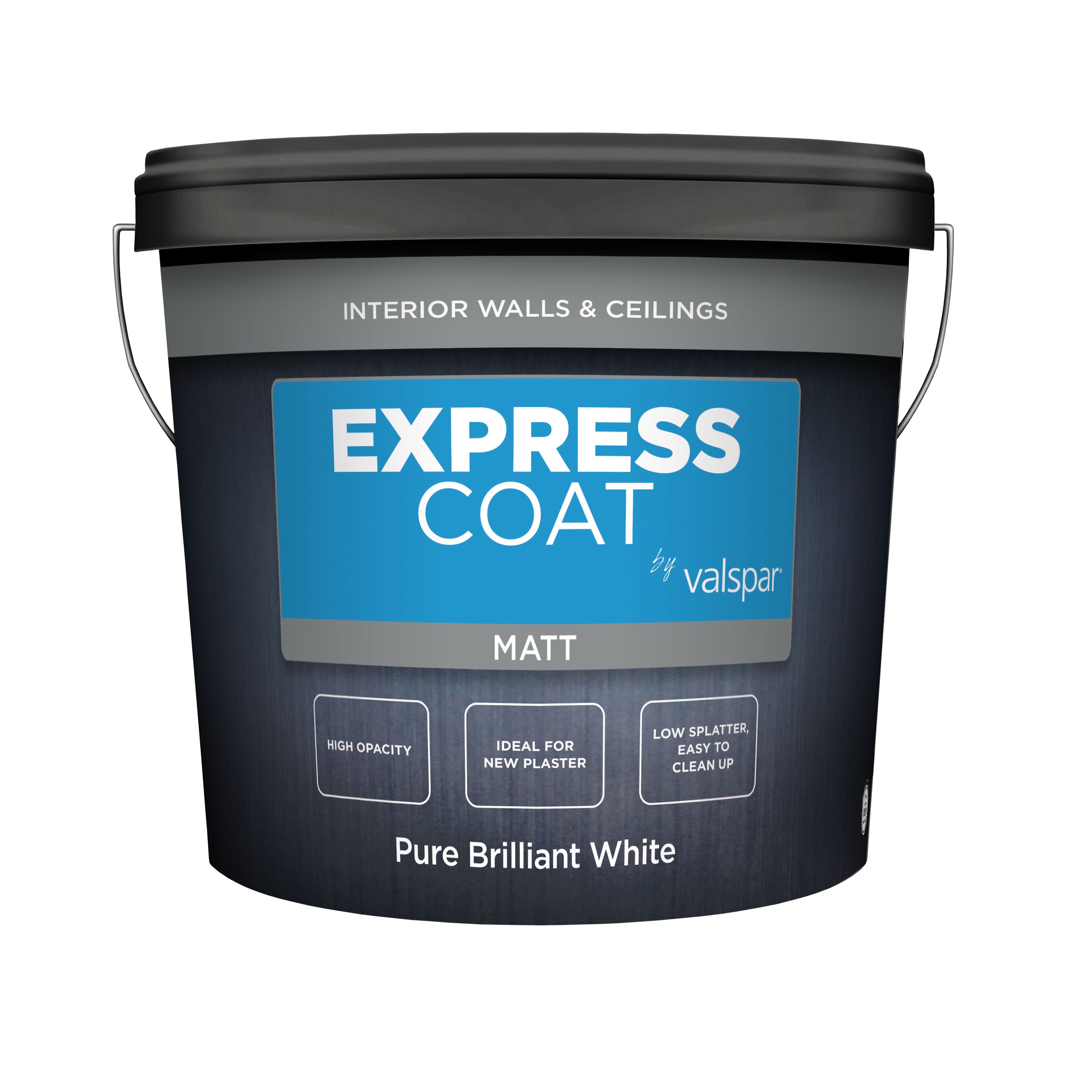 Valspar Express Coat Pure Brilliant White Matt Emulsion Paint, 10L ...