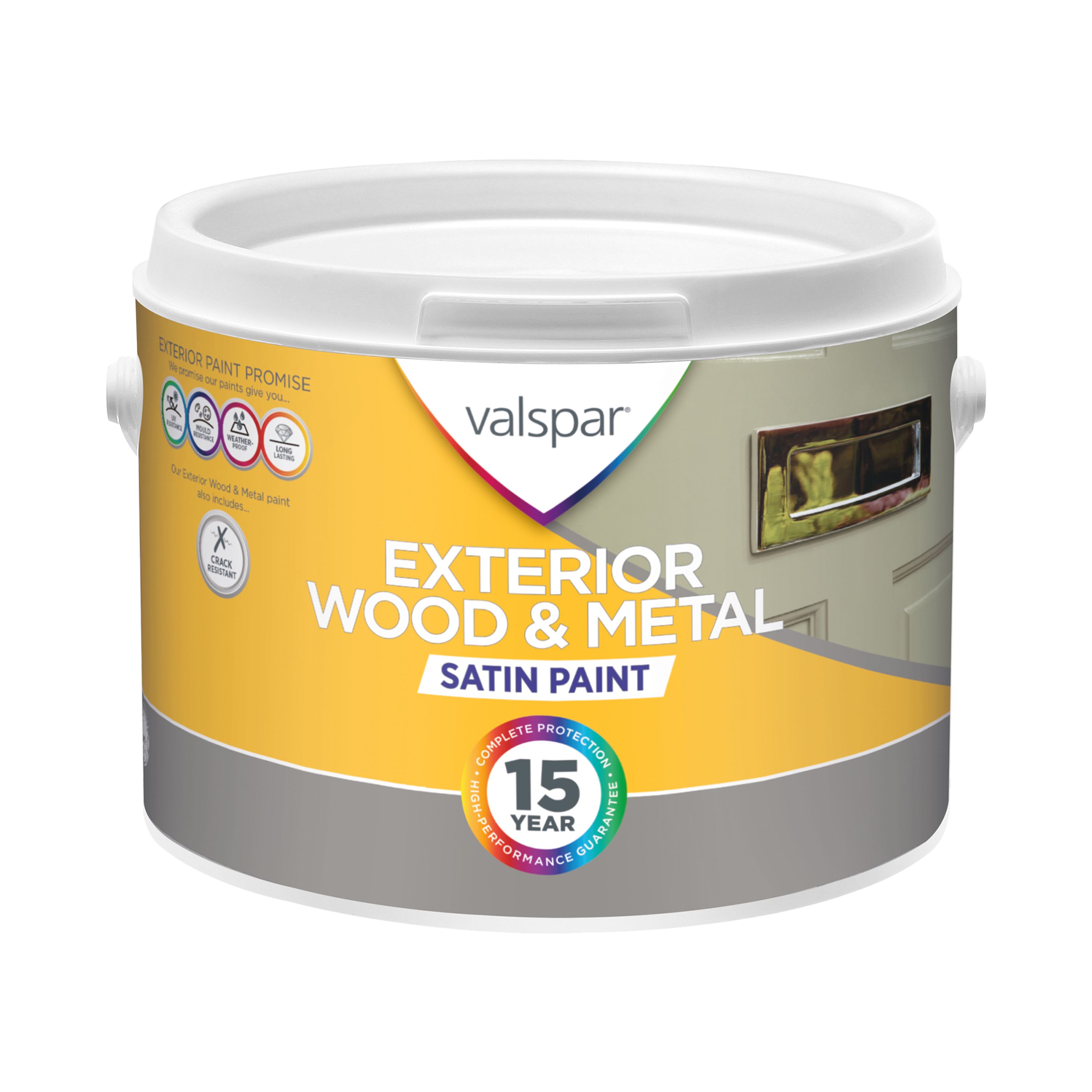 Valspar Exterior Metal & wood Satinwood Paint & primer, Base 1, 2.5L