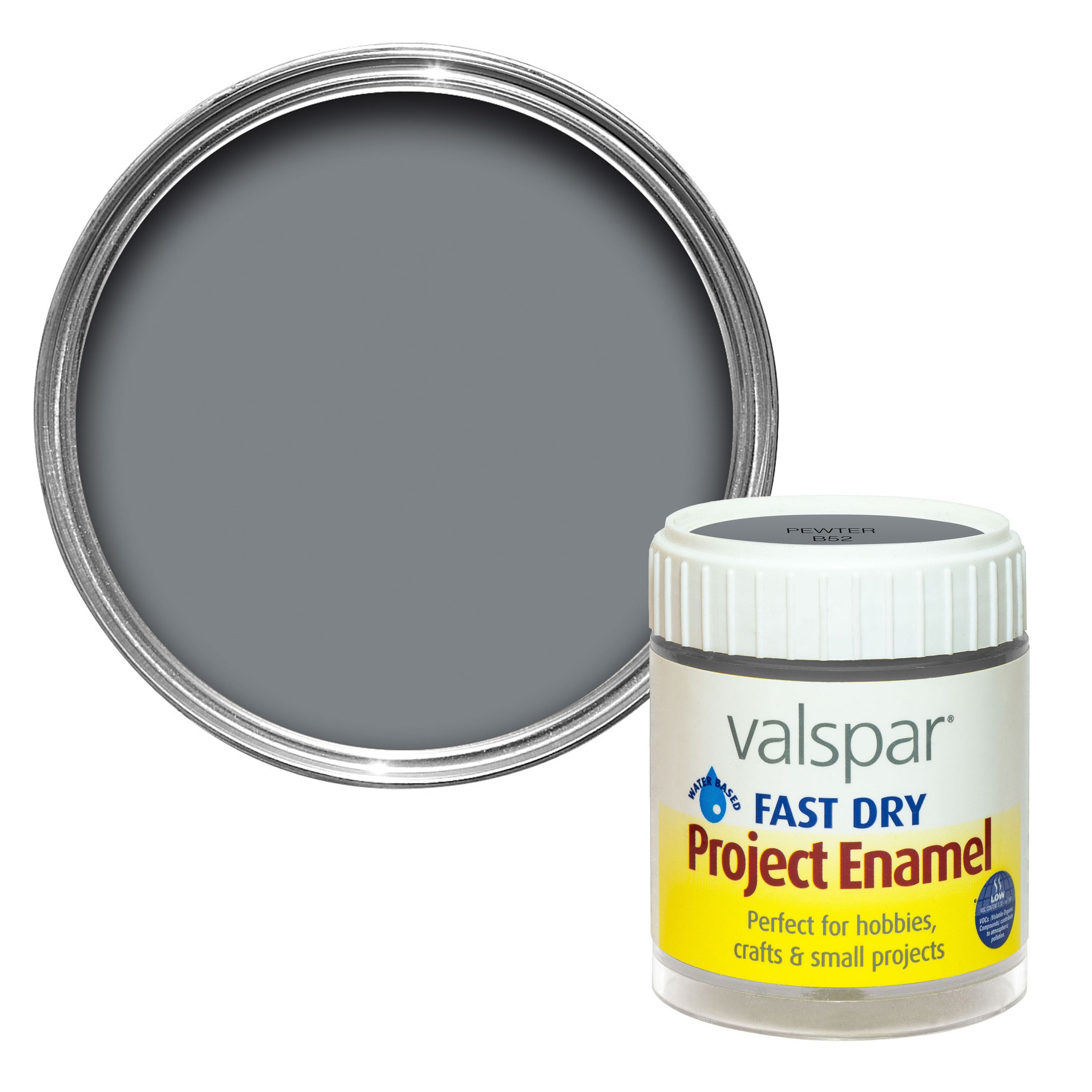 Valspar Fast dry Pewter Metallic Enamel paint 59 ml DIY at B&Q