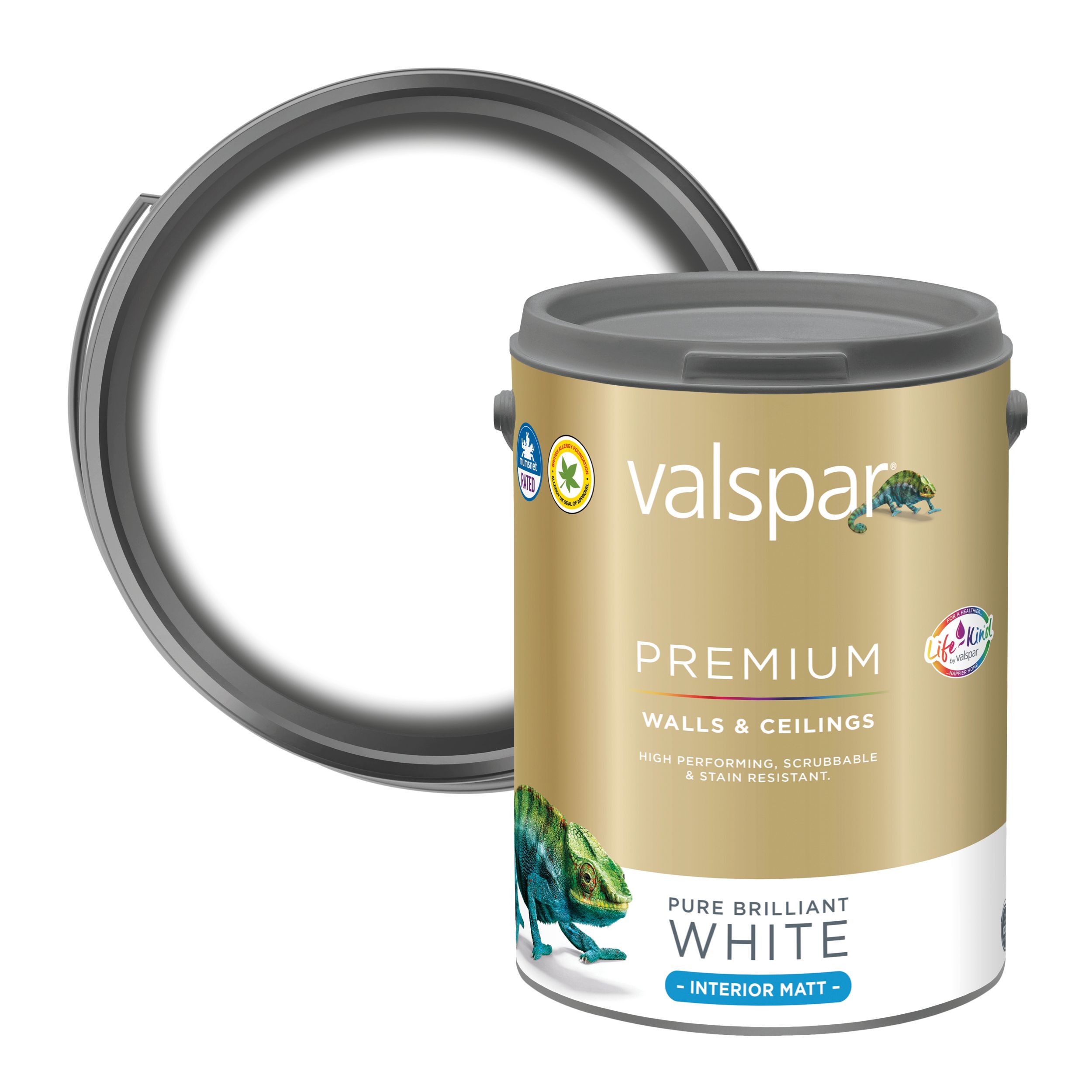 Valspar Premium Walls & Ceilings Pure Brilliant White Matt Emulsion paint, 5L