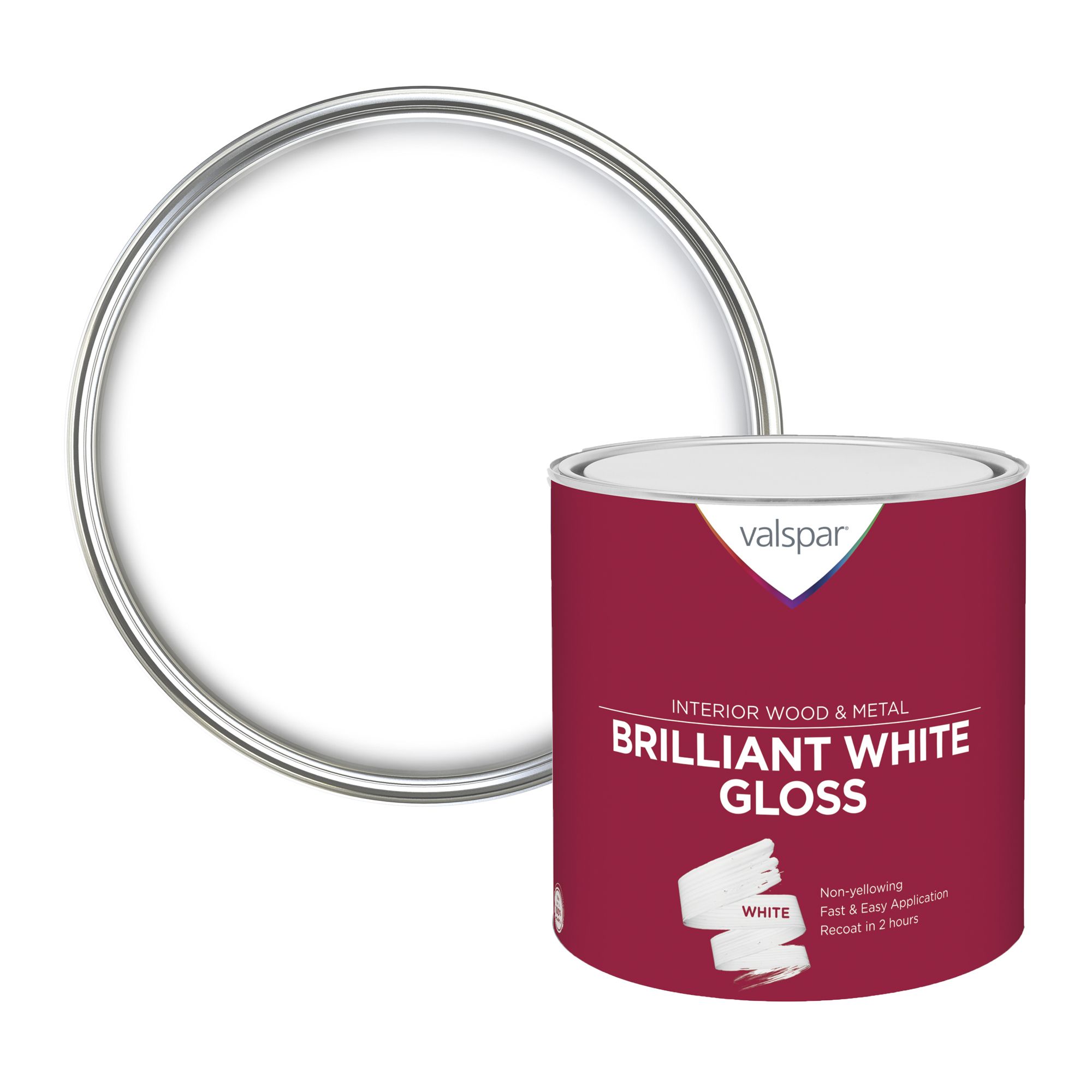 Valspar Pure brilliant white Gloss Metal & wood paint, 2.5L DIY at B&Q