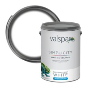 Valspar Simplicity Walls & Ceilings Pure Brilliant White Matt Emulsion paint, 5L