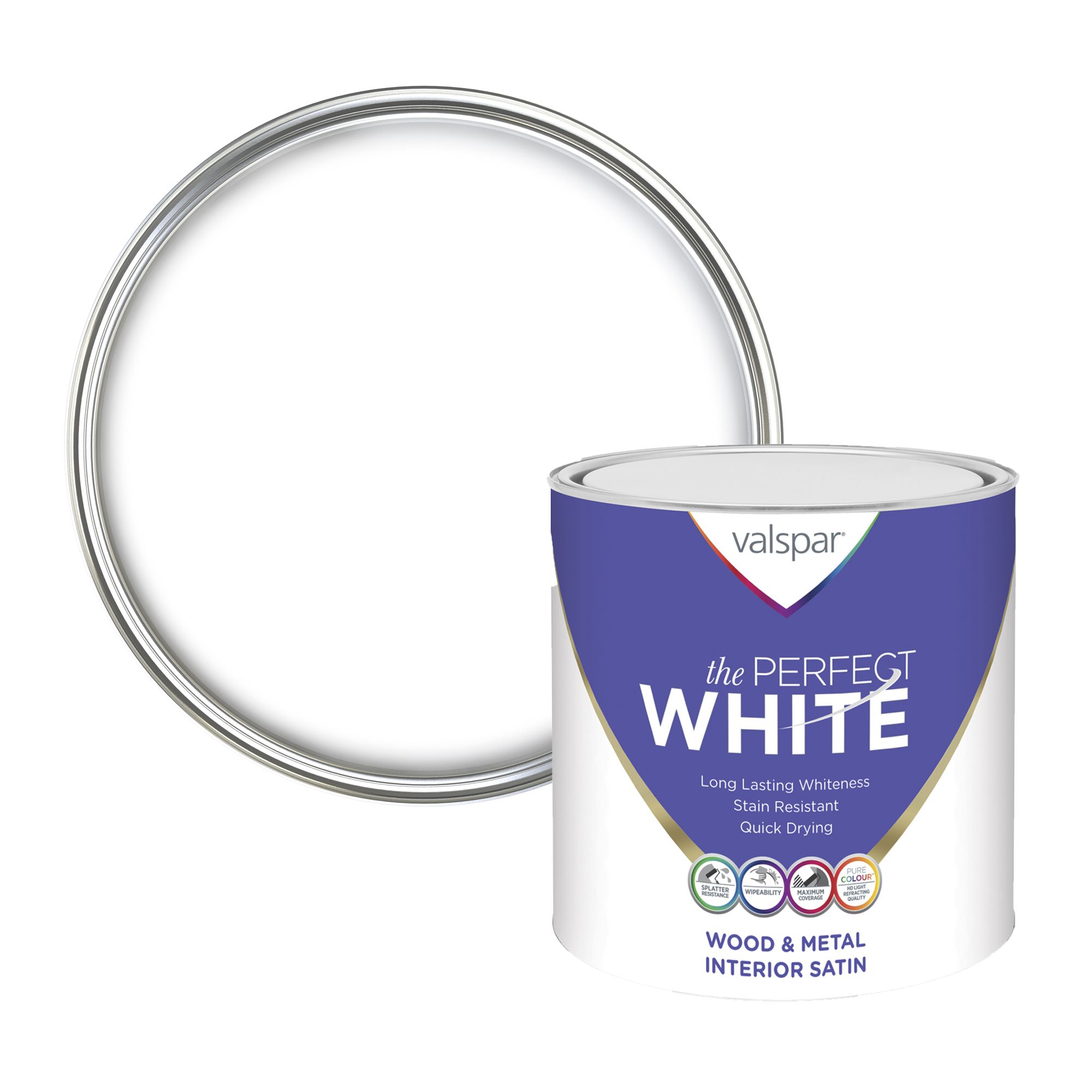 Valspar The perfect white Satin Metal & wood paint, 2.5L DIY at B&Q