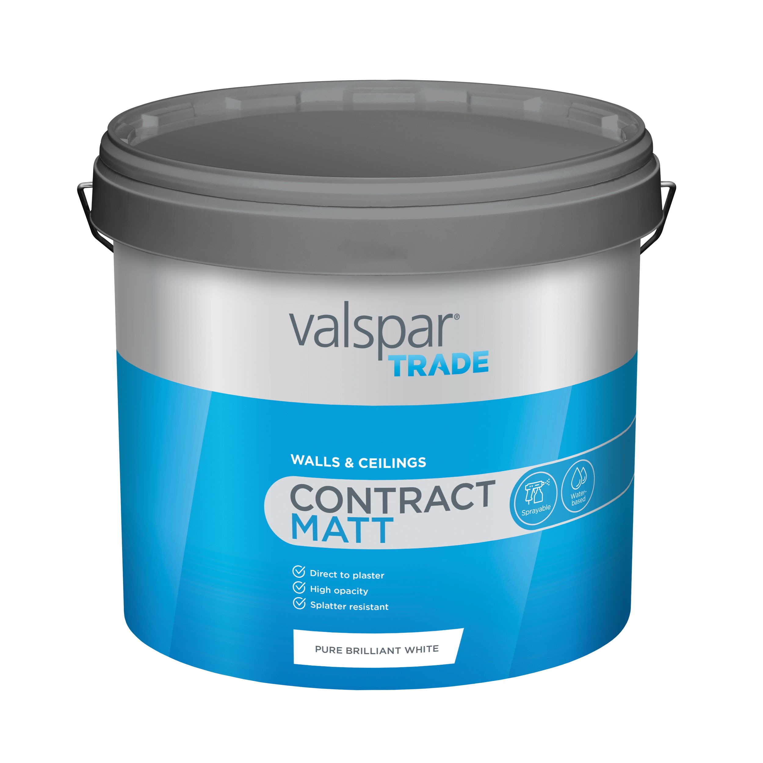 Valspar Trade Contract Pure brilliant white Matt Emulsion paint, 12L