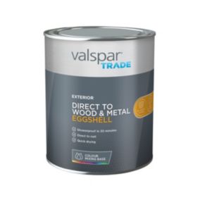 Valspar Trade Exterior Direct to Wood & Metal Eggshell Paint, Base 1, Base 1, 1L