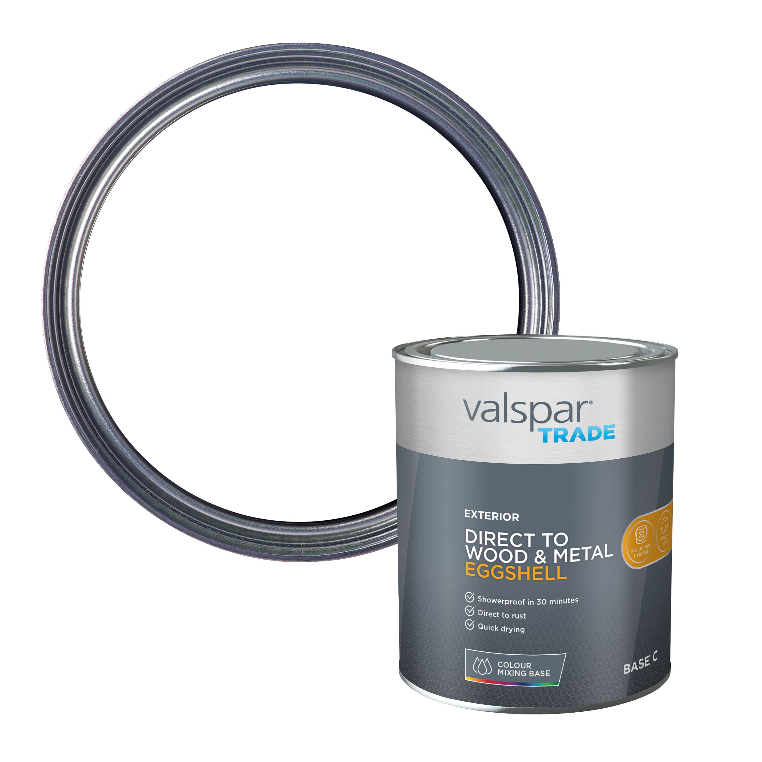 Valspar Trade Exterior Direct to Wood & Metal Eggshell Paint, Base 4, Base 4, 1L