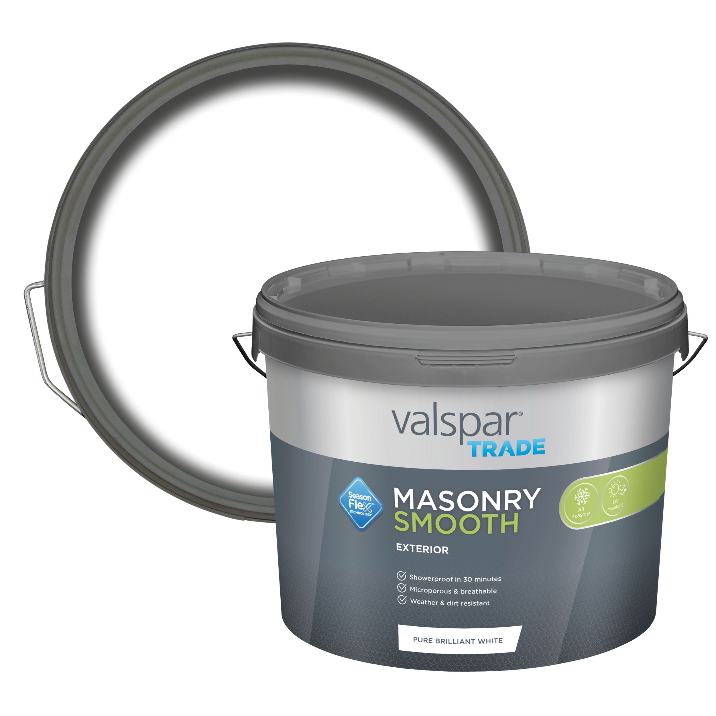 Valspar Trade Exterior Pure Brilliant White Matt Masonry paint, 10L Tub