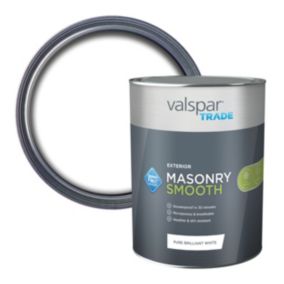 Valspar Trade Exterior Pure Brilliant White Smooth Matt White Masonry paint, 5L Tin