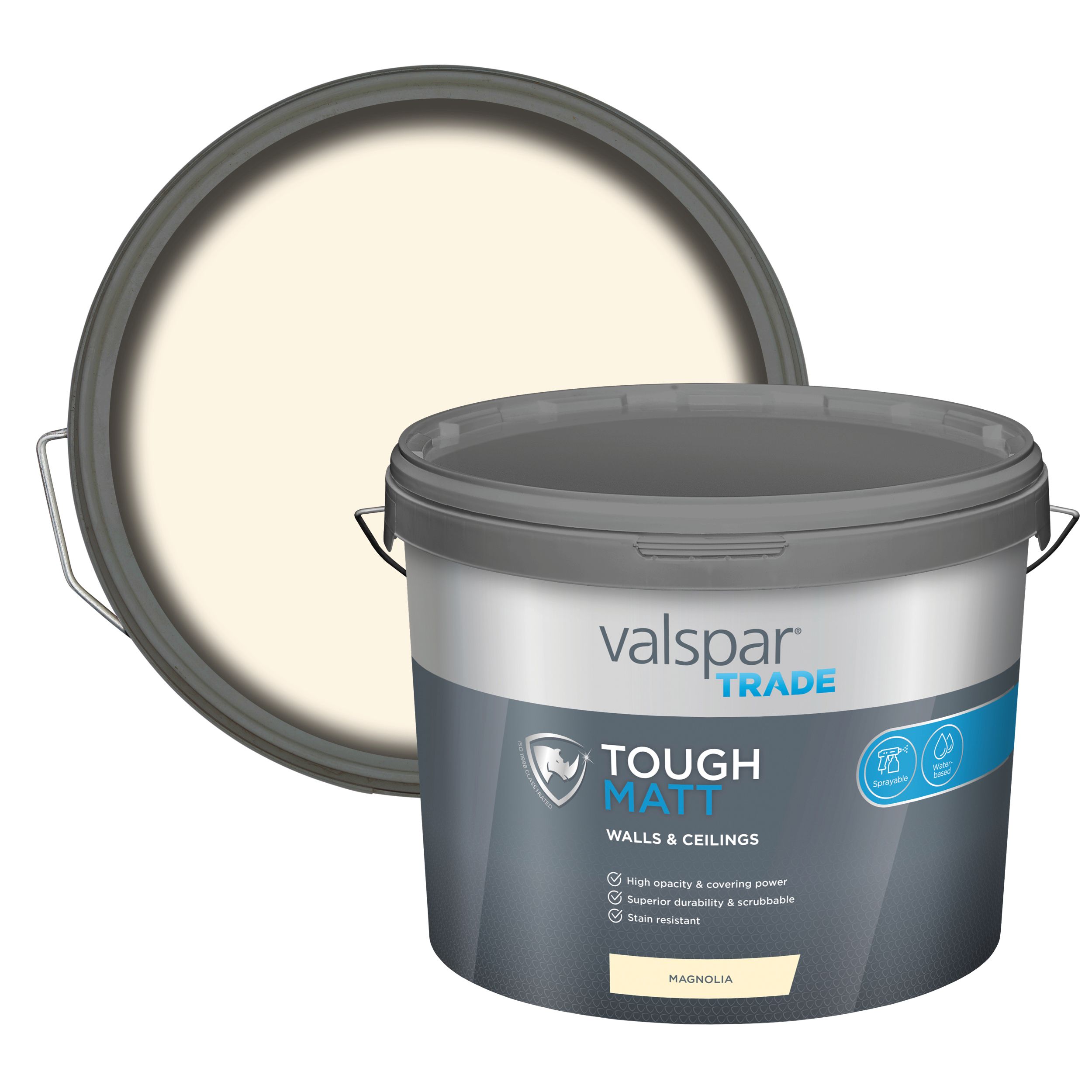 Valspar Trade Magnolia Matt Wall & ceiling Emulsion paint, 10L