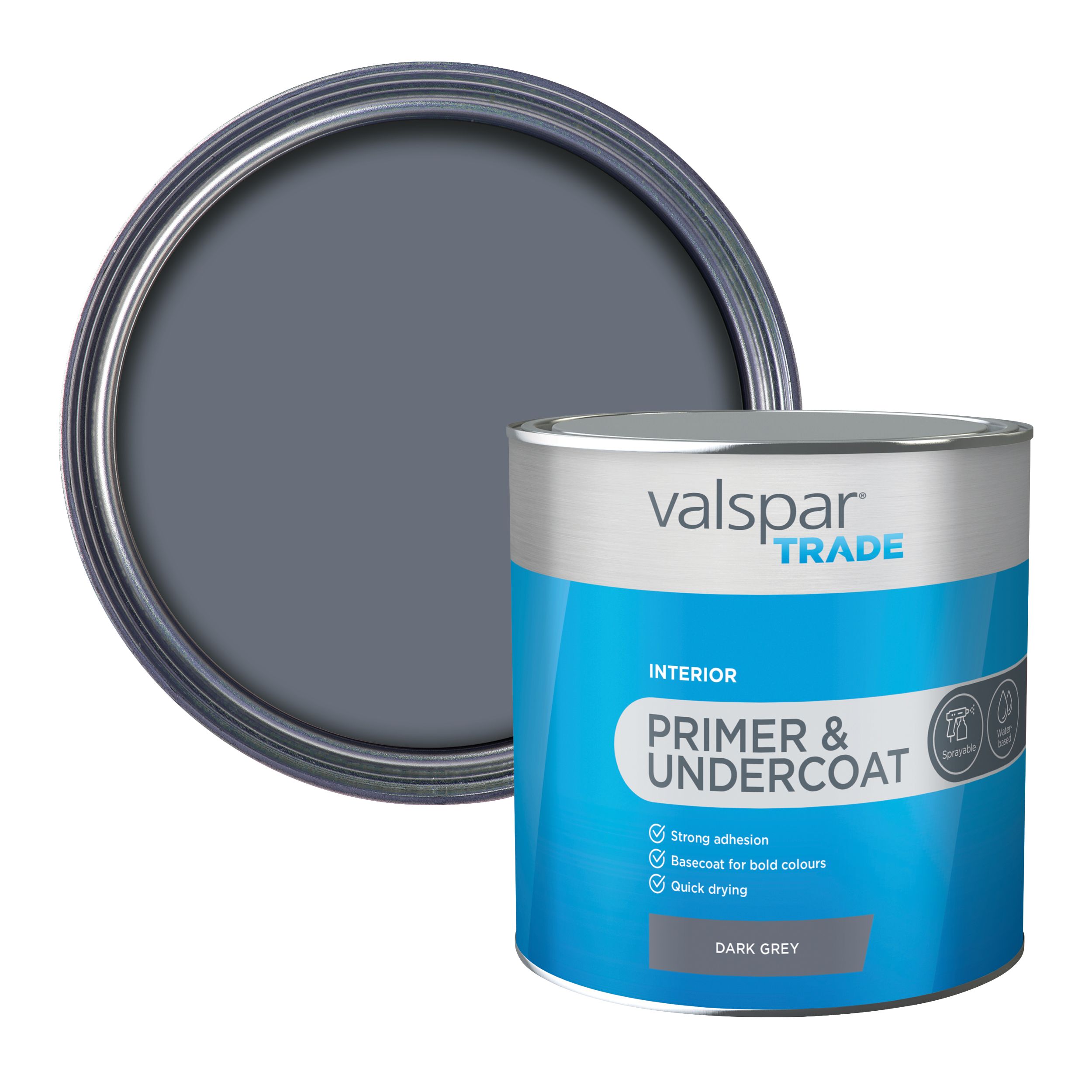 Valspar Trade Primer & Undercoat Dark grey Matt Wall & ceiling Walls Primer & undercoat, 2.5L